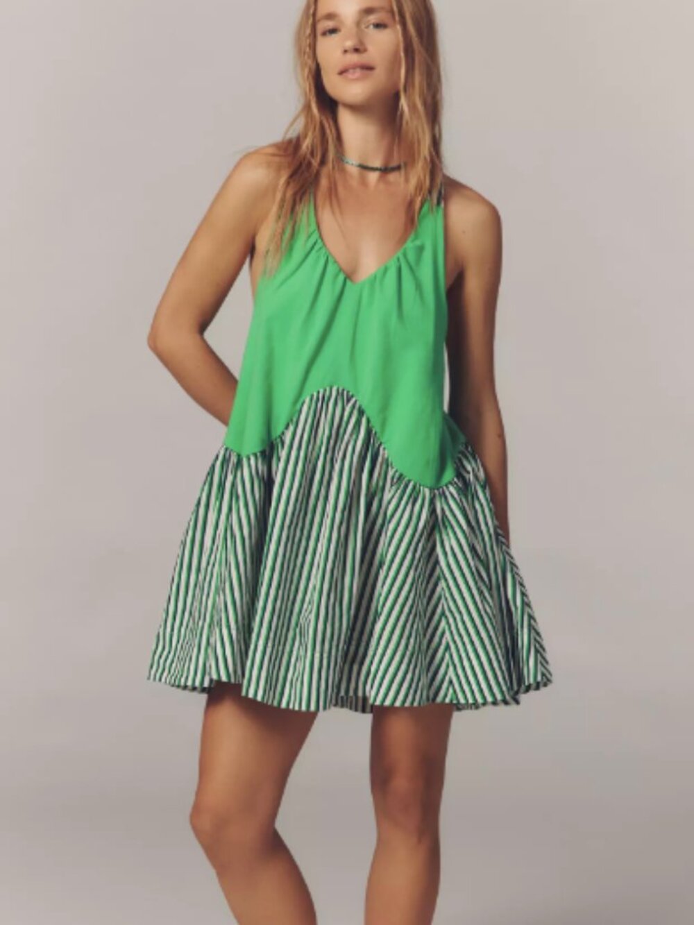 Anthropologie Daily Practice Spring Fling Racerback Babydoll Mini Dress Size S